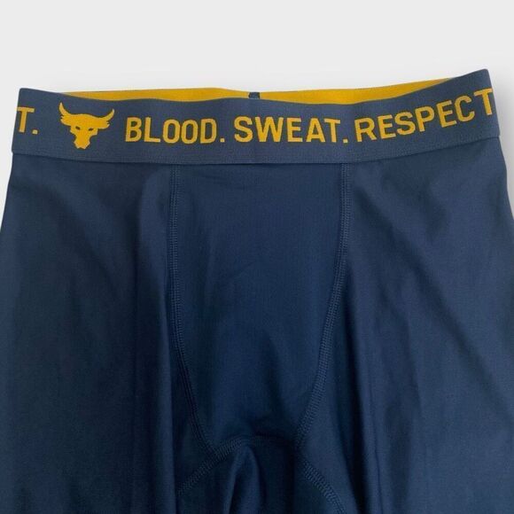 Under Armour UA Mens Project Rock Navy Compression Shorts size Medium NWT - Picture 2 of 9
